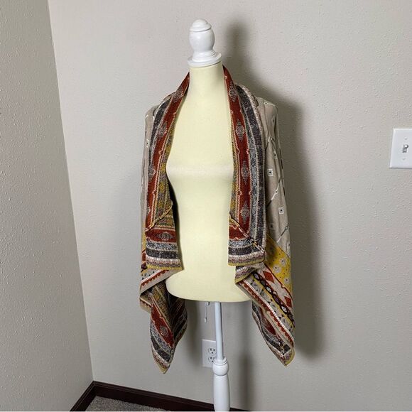 Freeway Boho Southwestern Open Front Cardigan Pancho Women's Size Large - Picture 3 of 12